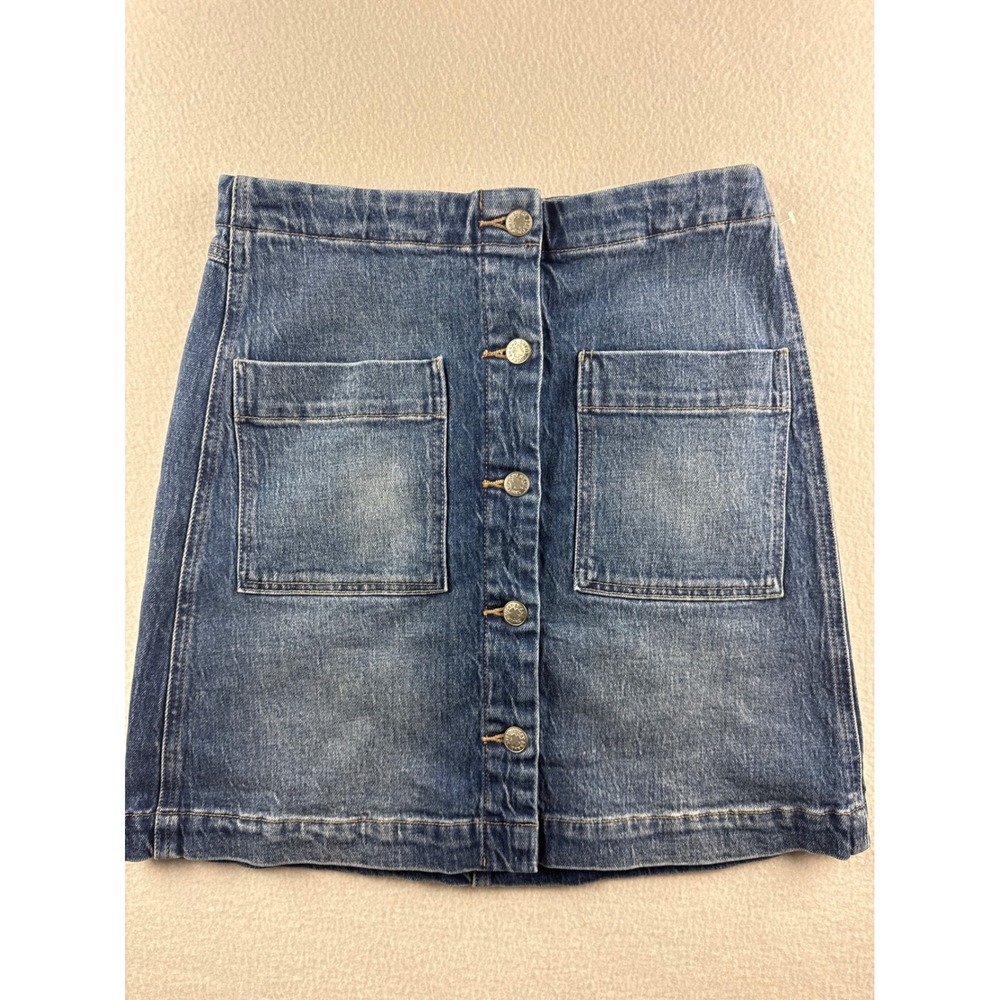 Lucky Brand Denim Button Front A Line Mini Skirt Women SIze 4/27